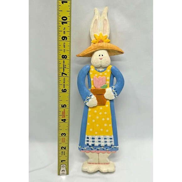 VTG Russ Berrie 10.5" Spring Easter Bunny Resin Rabbit Figure~Country~Farm~Folk - Picture 2 of 8